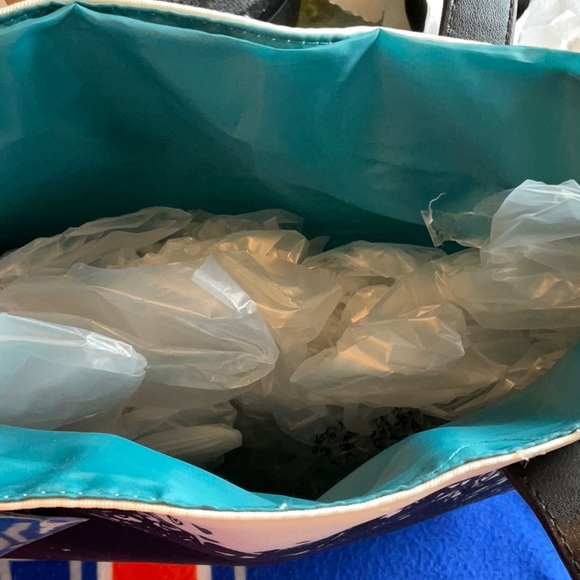 Hearts & Curls Cream/Black/Teal Tote Bag, NWT - Picture 5 of 14